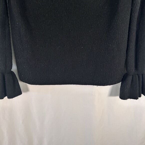 Banana Republic Wool Cashmere Blend Sweater Women Small Black Ribbed Bell Sleeve - Picture 3 of 10
